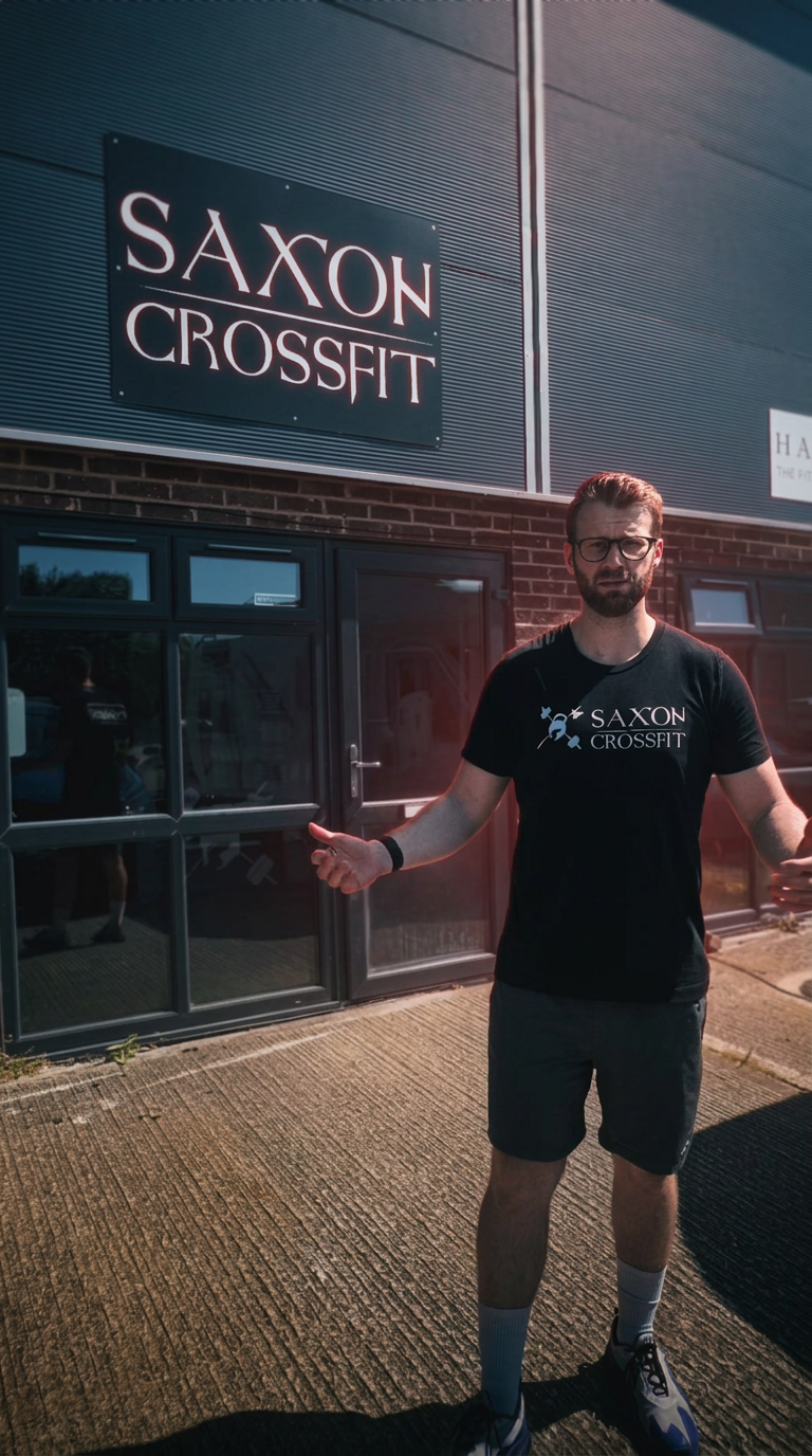 Alex Winter welcoming you at the entrance to Saxon CrossFit